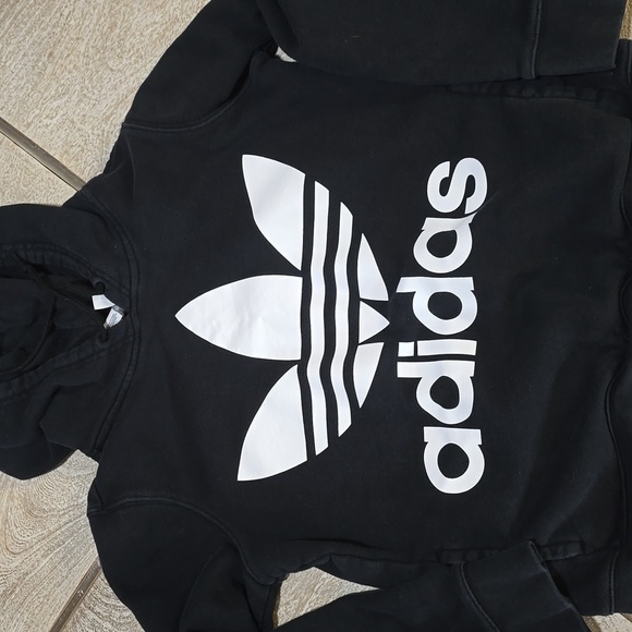Adidas Adicolor Trifold Black Hoodie Sweatshirt - Picture 4 of 16